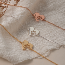 Two-Hearts Bracelet – Custom Name & Paw