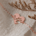 Zwei-Herzen Armband – Wunschname & Pfote – Produktbild 6