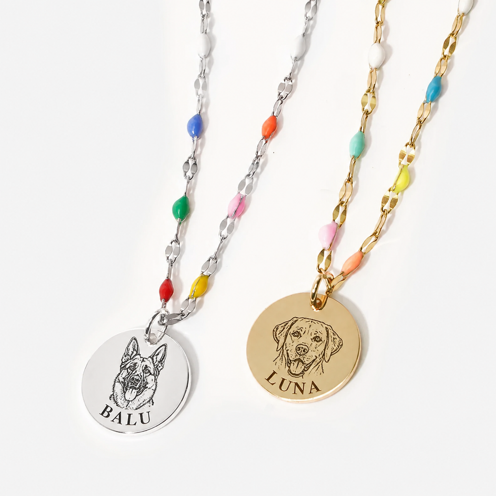 Regenbogenbrücke Kette – Tierporträt & Name – Produktbild 1